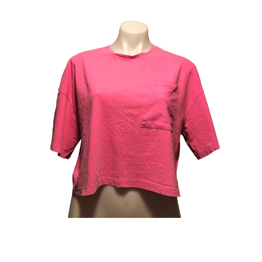 XL neon pink crop top